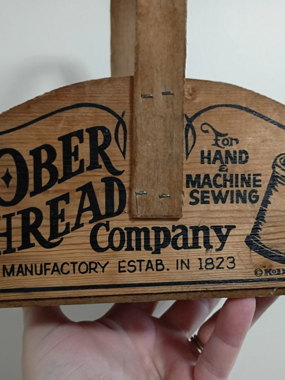 Ober Thread Company Wooden Basket Advertising Vintage Decor